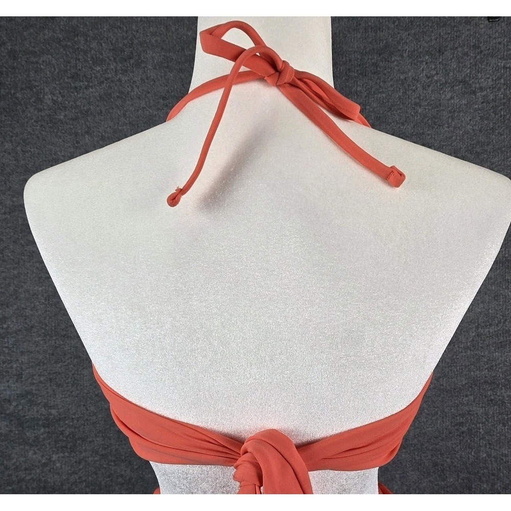 Aerie Large Coral Crochet Bandeau Bikini 2Pc Halter Boho Swimsuit Bathing Suit - Picture 2 of 6